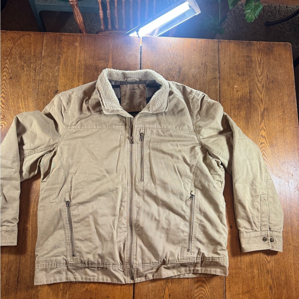 L.L. Bean Men's Beige Jacket with Sherpa Collar